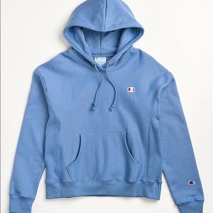Reverse weave blue hoodie from Champion.